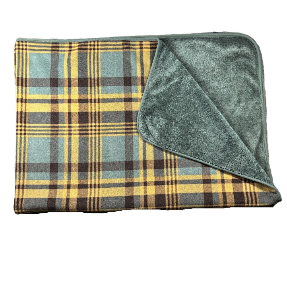 Pendleton Home Collection Plaid Fleece Sherpa Blanket Throw Full/Queen Green